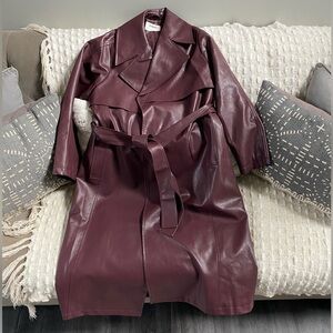 {4th + Reckless} Faux Leather Trench Coat